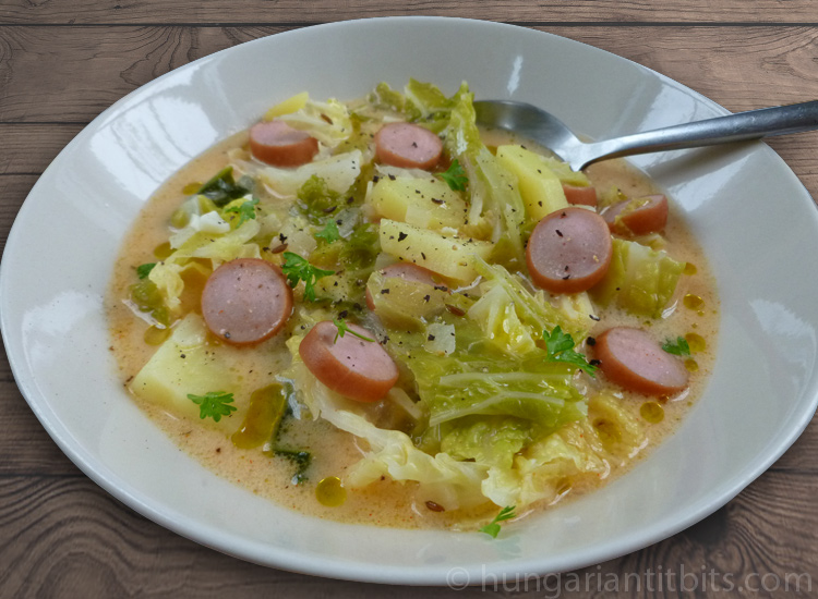Savoy cabbage and frankfurter hungarian recipe